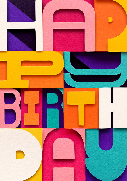 'Happy Birthday' Graphic Greetings Card